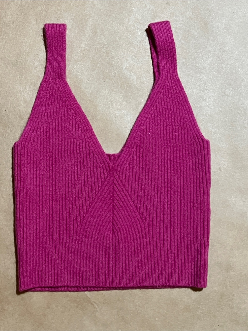 J. Crew Ribbed V-Neck Sweater Crop Tank - Fuchsia size XS